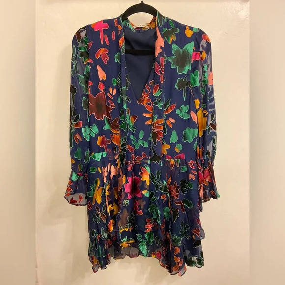 Alice + Olivia V Neck Burnout Velvet Tunic Dress Size Small - Picture 4 of 10